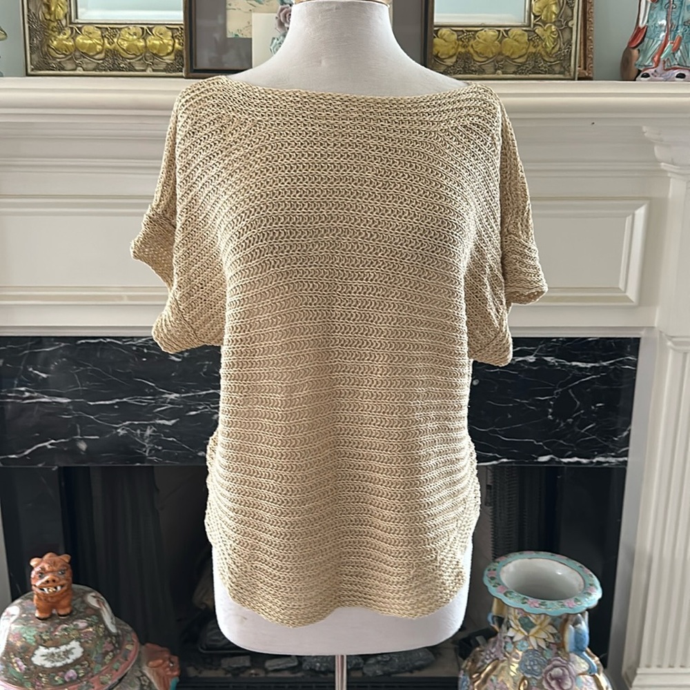 NWT “Lauren Ralph Lauren” cream short sleeved open weave sweater
